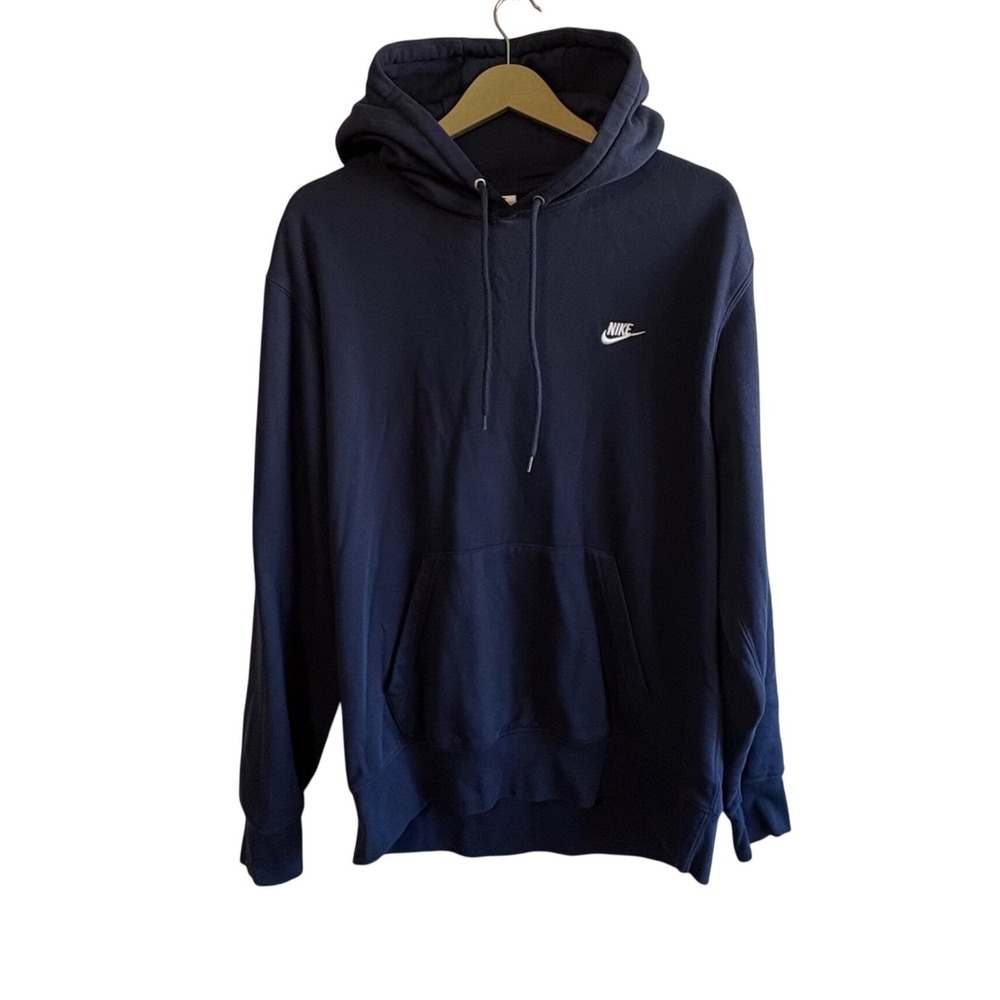 Nike Size Large Navy Blue Club Fleece Pullover Sweatshirt Sporty Travel Gym